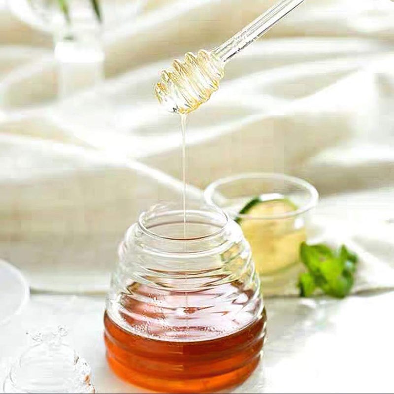 Hedume Honey Jar with Dipper and Lid, Honey Bee Pot, 17oz Glass Beehive Honey Pot for Home Kitchen - Image 5